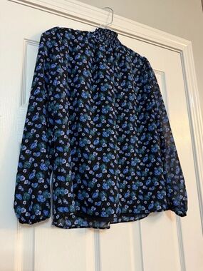 J. Crew Smocked Neck Blouse